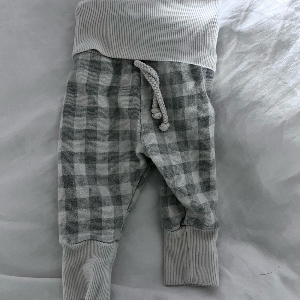 Gray Checkered Kids Bottoms